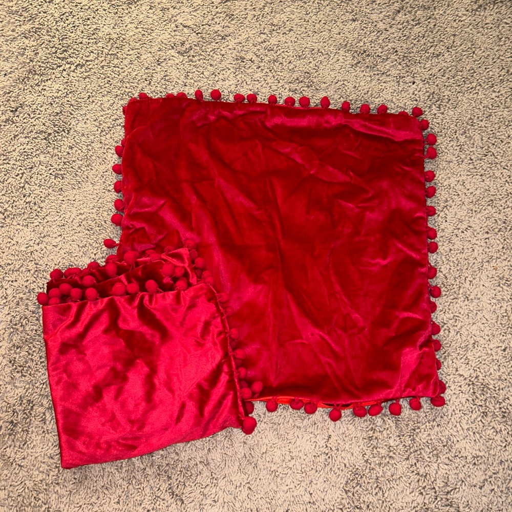 2 16x16 red velvet pillow covers